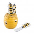Honeybee Cheese Spreader Set with Beehive Base, Tabletop Utensils, Bumblebees