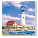 Coastal Lighthouse Stoneware Coaster Set of 4, Nautical, Sea Life, Ocean