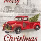 Red Truck Merry Christmas Garden Flag, 12.5" x 18", Holiday Farm, Buffalo Check