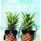 Beach Happy Pineapple Large Garden Flag, 29" x 42", Coastal Flag, Fun Yard Flag
