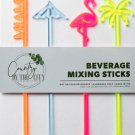 Miami Beach Acrylic Swizzle Stick/Drink Stirrer Set of 4