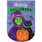 Happy Halloween Witch & Black Cat, Jack-o-Lantern, 12.5" x 18",