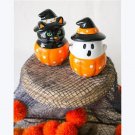 Halloween Cat and Ghost Ceramic Salt and Pepper Set, Collectibles, Tabletop