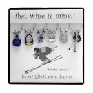 Hit the Slopes Winter Wine Charm Set of 6, Skiing, Ski Slope, Ski Lodge, Snow