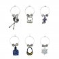 Hit the Slopes Winter Wine Charm Set of 6, Skiing, Ski Slope, Ski Lodge, Snow