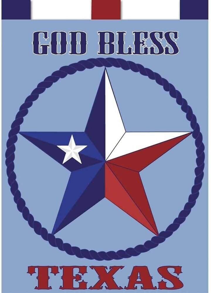 God Bless Texas Large Garden Flag, 29" x 42", Red White & Blue, Texas Star