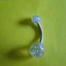 SURGICAL STEEL CLEAR GLITTER BELLY RING