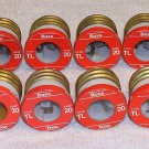 Lot of 12 Buss Tron Type TL 20 Amp Time Delay Fuses - Standard Medium Base