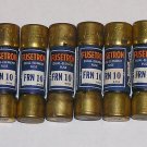 Lot of 10 Buss Fusetron Type FRN 10 Amp Time Delay Cartridge Fuses - NOS