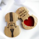 Wooden Violin Ring Box – Custom Engraved Wedding Rings Holder, Personalized Proposal Rings Box