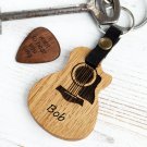 Personalized Guitar Keychain with Engraved Pick – Custom Acoustic Guitar Gift