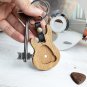 Bass Guitar Keychain with Pick on Magnet, Personalized Wooden Pick Holder
