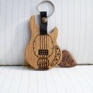 Bass Guitar Keychain with Pick on Magnet, Personalized Wooden Pick Holder