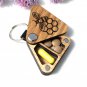 Wood Pill box Keychain Bee Engraving Personalized Two-Compartment Organizer