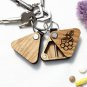Wood Pill box Keychain Bee Engraving Personalized Two-Compartment Organizer