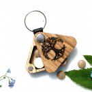 Wood Pill box Keychain Personalized Two-Compartment Organizer