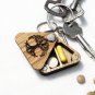 Wood Pill box Keychain Personalized Two-Compartment Organizer