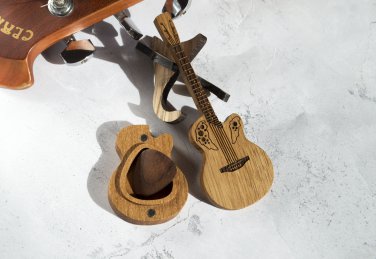 Engraved Guitar Pick Box with Personalized Pick, Custom Gift for Guitarist, Musician or Music Lover