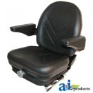 HIS360 Universal High Back Industrial Tractor Seat w/ Suspension Slide Track & Armrests