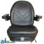 HIS360 Universal High Back Industrial Tractor Seat w/ Suspension Slide Track & Armrests