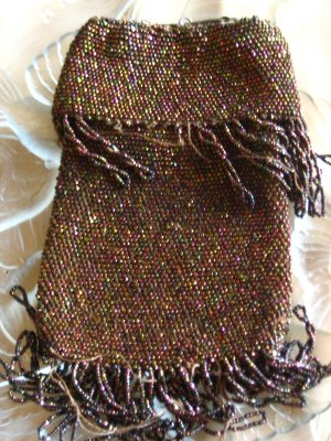 Copper Beaded Drawstring Purse
