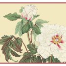 Asian Flower Tanigami White Peony Counted Cross Stitch Chart Pattern