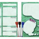 (Set with 5 Items) - Weekly Magnetic Calendar + Message Board + 3 magnetic dry erase marker v5