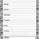 Magnetic Dry Erase Calendar - White Board Planner for Refrigerator - Paisley Black & White 3_019
