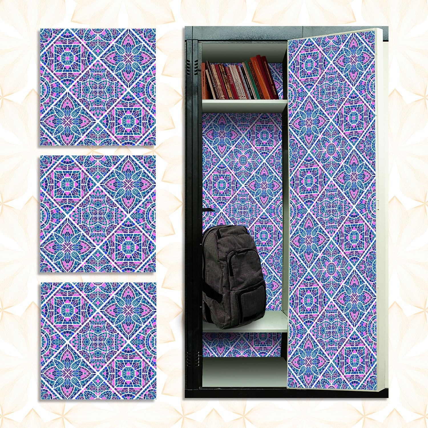 School Locker Magnetic Wallpaper - Pack of 3 Sheets - Geometric (vg 023)