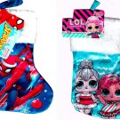 Spider-Man & L.O.L - (Mini Size) 8_ Printed Satin Christmas Stocking Plush Cuff Spider-Man & L.O.L - (Mini Size) 8_ Printed Satin Christmas Stocking Plush Cuff