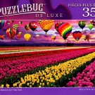Sunset Balloons Over Tulip Field - 350 Pieces Deluxe Jigsaw Puzzle