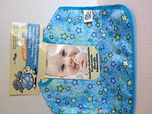 Tidy Turtle Easy Wipe Bib (blue and star
