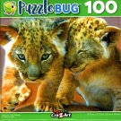 Two Lion Cubs Playing - 100 Pieces Jigsaw Puzzle
