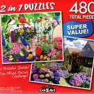 Weekly Garden Gathering _ Cape Cod Summer Day - Total 480 Piece 2 in 1 Jigsaw Puzzles - p004