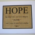 Burlap Printed Wall Art Sign "Hope  "