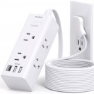 10Ft Extension Cord with Multiple Outlets,Flat Plug Power Strip Surge Protector with 10 Ft Long Cord