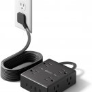 10Ft Extension Cord with Multiple Outlets, Flat Plug Power Strip Surge Protector with Long Cord