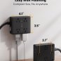 10Ft Extension Cord with Multiple Outlets, Flat Plug Power Strip Surge Protector with Long Cord