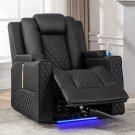 NEW Power Recliner Chair PU Leather Massage Sofa w/ LED & Cup Holders 330LB
