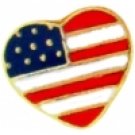 American Flag Heart Charm