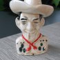 Vintage Novelty Ceramic Smoking Cowboy Bust and Hat Salt & Pepper Shakers Japan 104