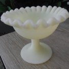 Vintage Fenton Uranium Glass Ruffled Edge Glows Under UV Light 113