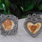 Two small Pewter Frames with Dried Flowers Square and Heart Shaped  128
