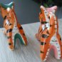Vintage Japan MCM Colorful Striped Tiger Cats Salt Pepper Shakers  137