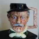 Large 32 Oz Artmark Ceramic Head Vase Mug Man Blue Eyes Mustache Black Hat  138