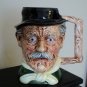 Large 32 Oz Artmark Ceramic Head Vase Mug Man Blue Eyes Mustache Black Hat  138