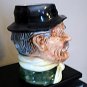 Large 32 Oz Artmark Ceramic Head Vase Mug Man Blue Eyes Mustache Black Hat  138