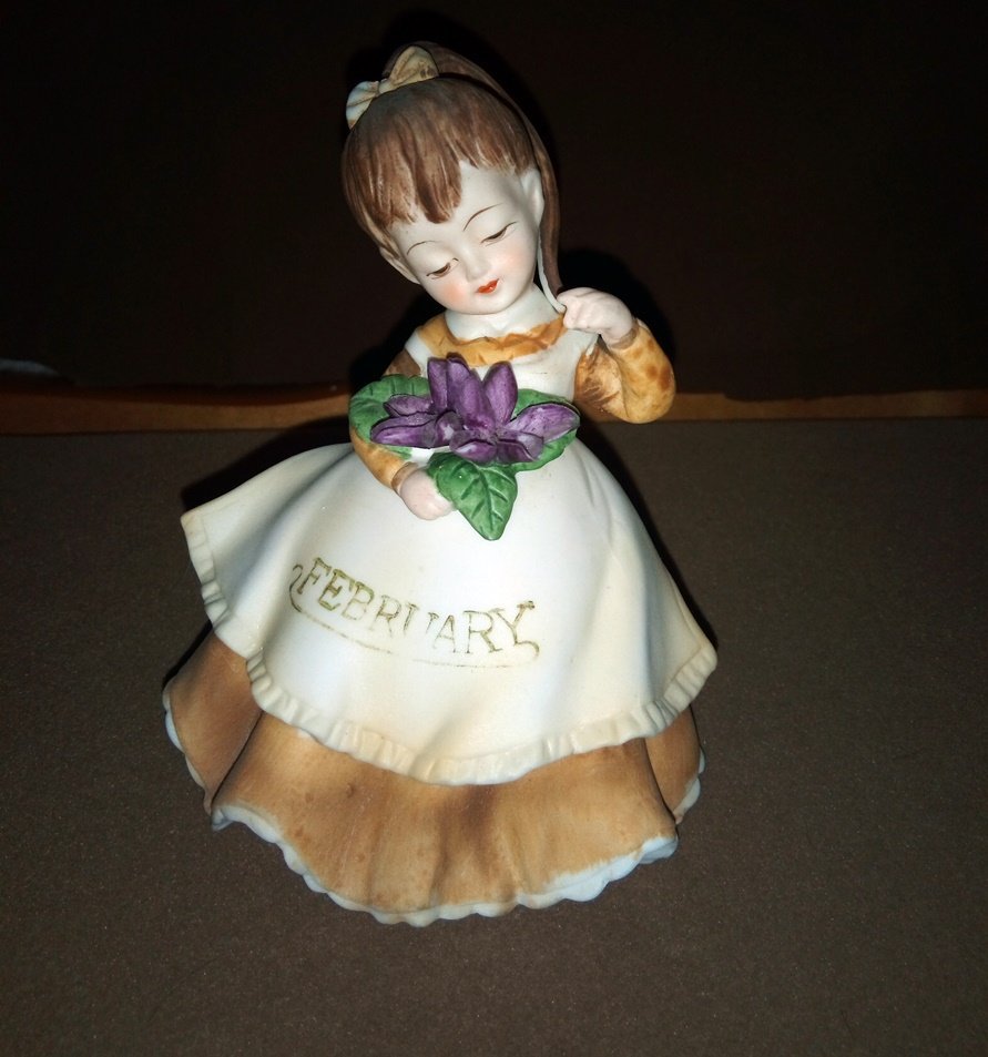 Vintage Lefton Little Girl February Birthday Figurine  154