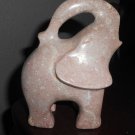 Natural Light Stone Hand Carved Elephant Figurine with Raised Trunk   158
