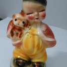 Vintage Little Asian Boy Traditional Clothing Holding Dog Figurine – 5″ Tall  167